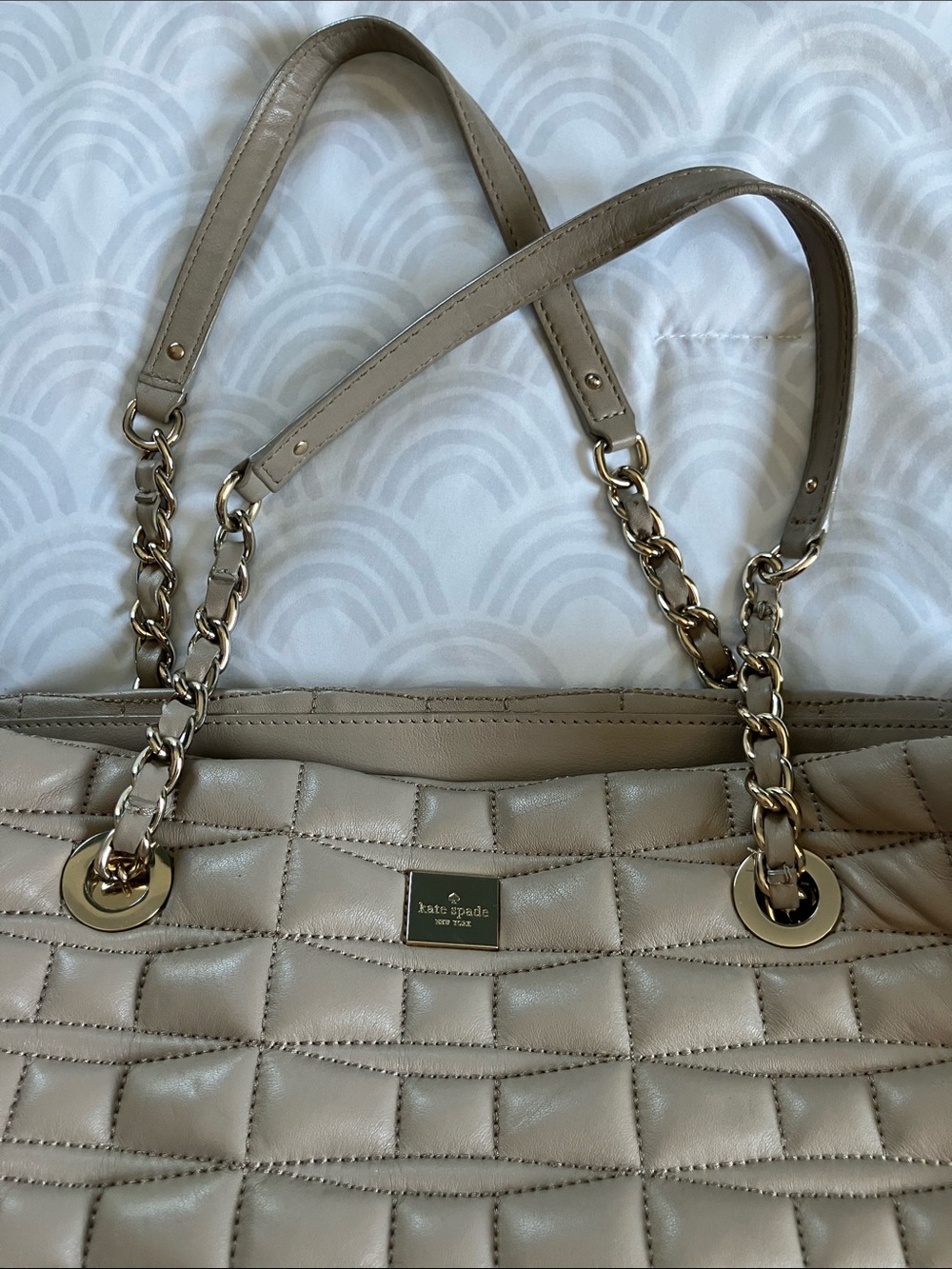 kate spade Quilted Taupe Shoulder Bag with Gold Accents - Picture 7 of 7